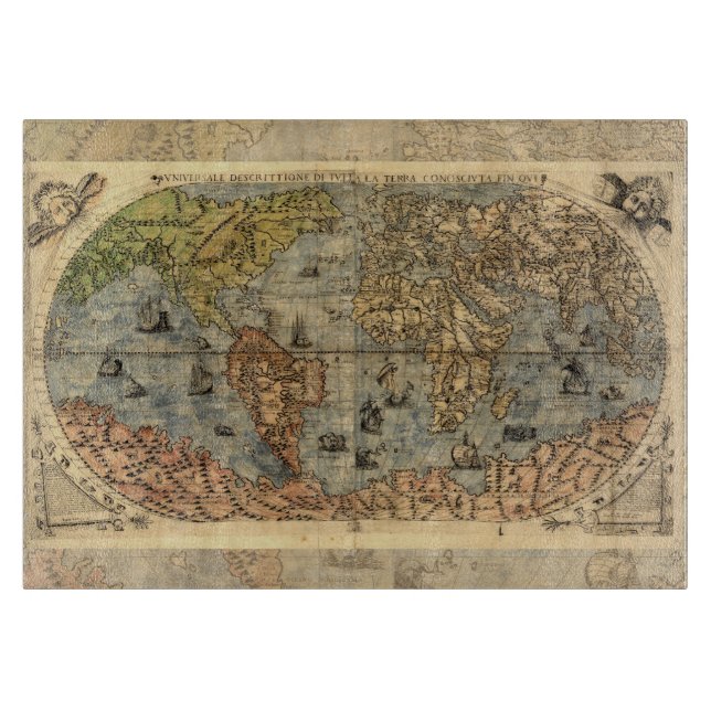 1565 Forlani AntiquevWeltkarte Renaissance Schneidebrett (Vorderseite)