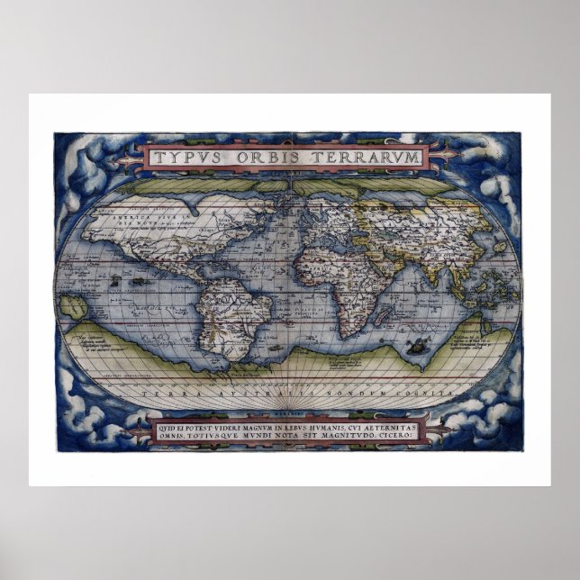 1570 Karte der Welt Poster (Vorne)