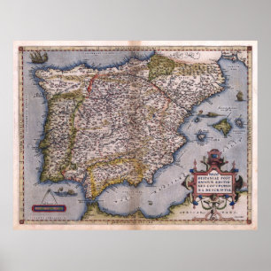 1570 Spanien Renaissance Karte Poster