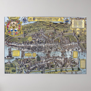 1576 Karte von Zürich Poster