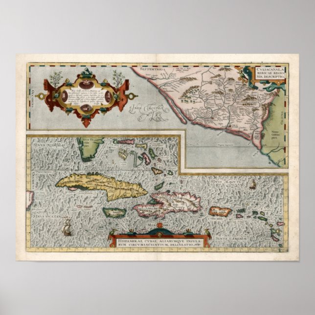1579 Karte Karibikinseln Poster (Vorne)