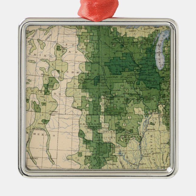 158 Oats/sq Meile Silbernes Ornament (Vorne)