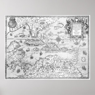 1594 Karte Zentralamerikas Poster