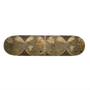 1595 Historische Weltkarte von Jodocus Hondius Skateboard