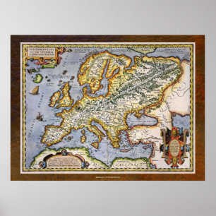 1595 Karte Europas von Abraham Ortelius Kartograph Poster