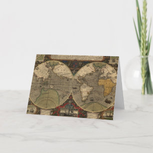 1595 Vintage Weltkarte durch Jodocus Hondius Karte