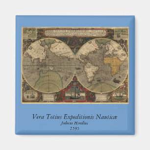 1595 Vintage Weltkarte durch Jodocus Hondius Magnet