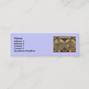 1595 Vintage Weltkarte durch Jodocus Hondius Mini Visitenkarte