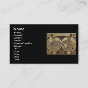 1595 Vintage Weltkarte durch Jodocus Hondius Visitenkarte