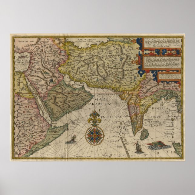 1596 Karte Südasiens Poster (Vorne)