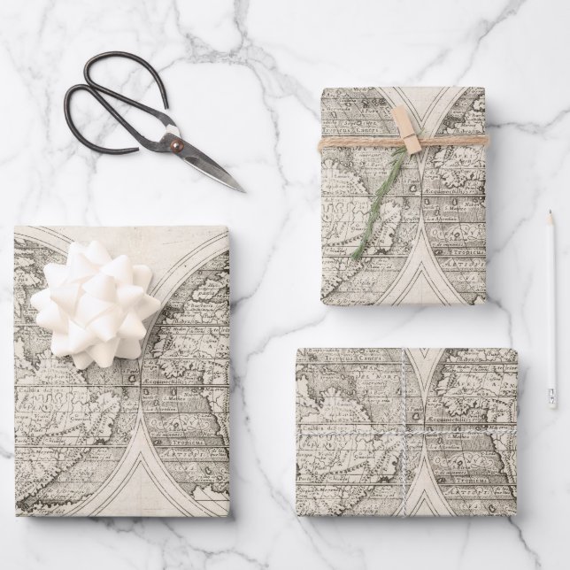 1598 Vintage Weltkarte für lateinische Kartographi Geschenkpapier Set (Vorderseite)