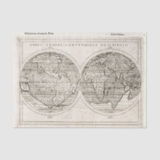 1598 Vintage Weltkarte Lateinische Kartographie Seidenpapier