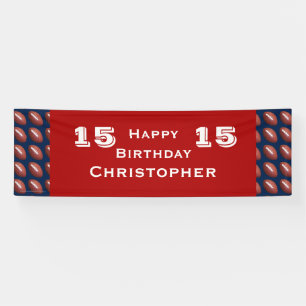 15. 16. 18. Geburtstagsparty Teen Name Football Banner
