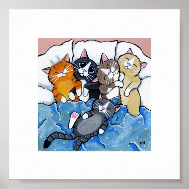 15,2 cm x 15,2 cm | Whimsischer Katzenkunst | Schl Poster (Vorne)