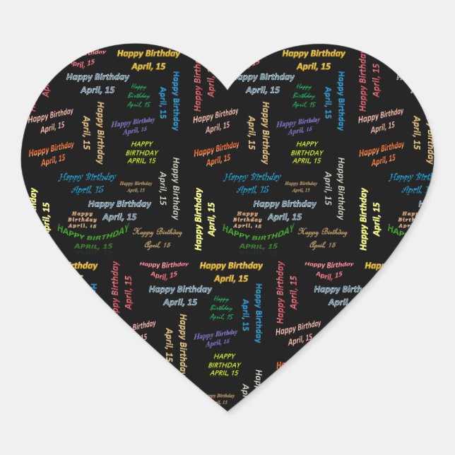 15. April Herz-Aufkleber (Vorderseite)