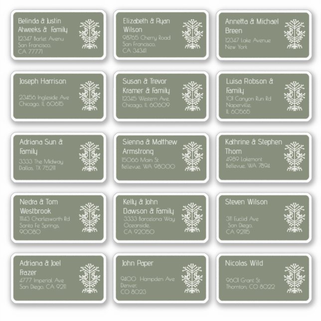 15 Aufkleber für den Namen eines Hochzeitgästen (Vorderseite)