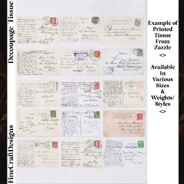 15 Authentic Vintage Postcard Backs ET2 Decoupage Seidenpapier