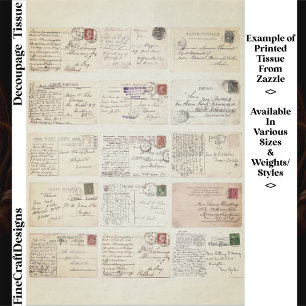 15 authentische Vintage-Postkartenrückseiten ET2F  Seidenpapier