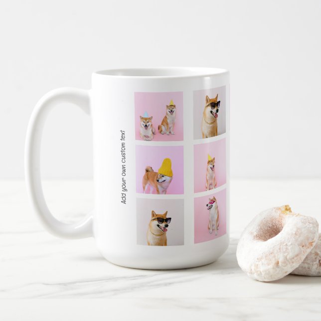 15 Collage Fun Foto Geschenk Custom Personalisiert Kaffeetasse (Mit Donut)