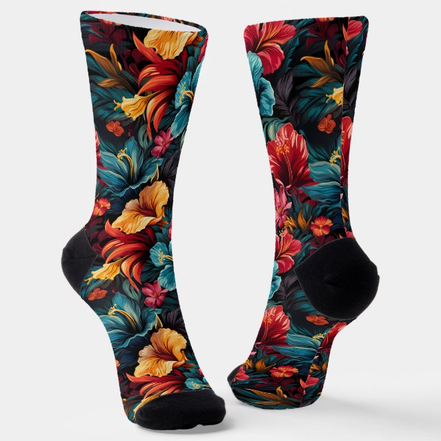 #15 Crew-Socken mit Blumenmuster Socken (Gewinkelt)