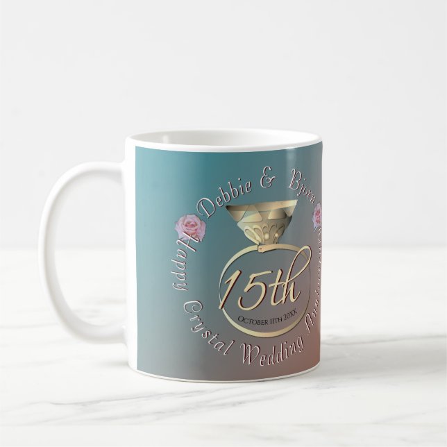 15. Crystal Wedding Anniversary Kaffeetasse (Links)