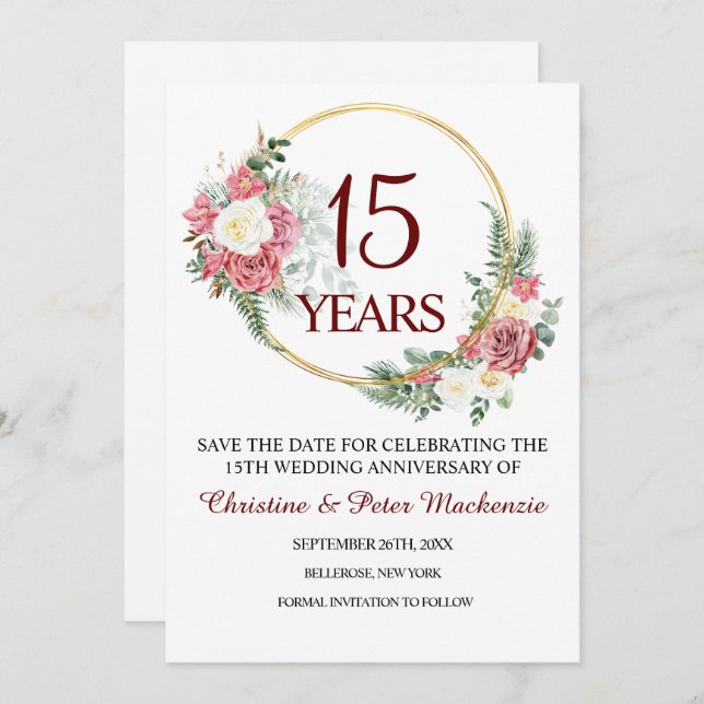 15. Crystal Wedding Anniversary Save The Date (Vorne/Hinten)