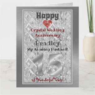 15. Crystal Wedding Jubiläumskarte für Ehemann Karte