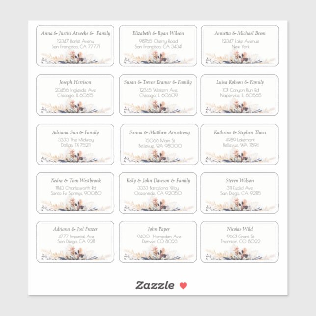15 Einfache persönliche Anschrift des Hochzeitgäst Aufkleber (Blatt)