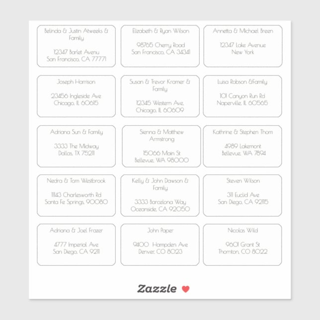 15 Einfache persönliche Gästenadresse Aufkleber (Blatt)