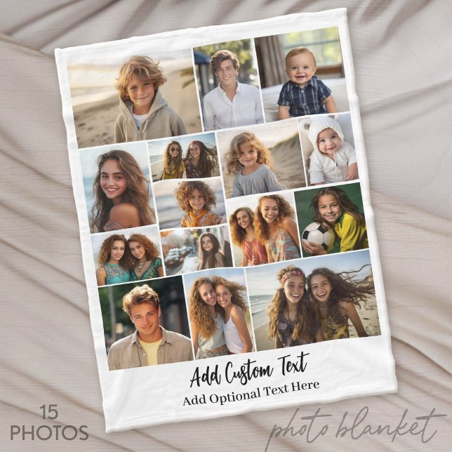 15 Foto-Collage - Benutzerdefinierter Text - Schwa Fleecedecke (Custom Photo Blankets)