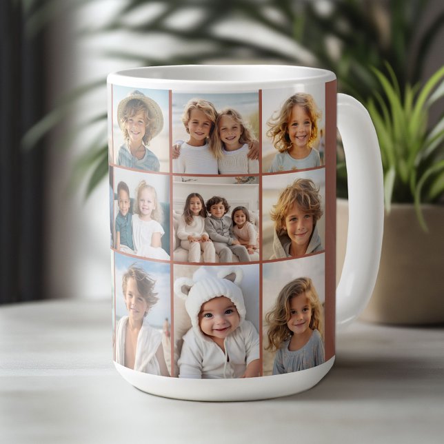 15 Foto Collage Grid - Terracotta Kaffeetasse (Custom Photo Mug)