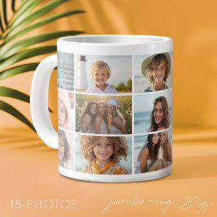 15-Foto-Collage-Raster - Moderne minimale weiße Au Jumbo-Tasse