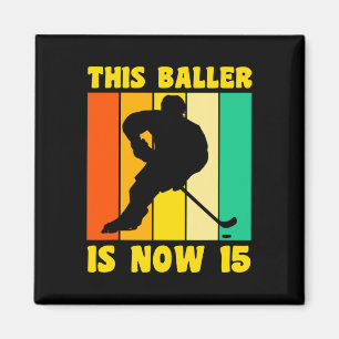 15 Geburtstag 15 Jahre alter Retro Eishockey 15 t Magnet