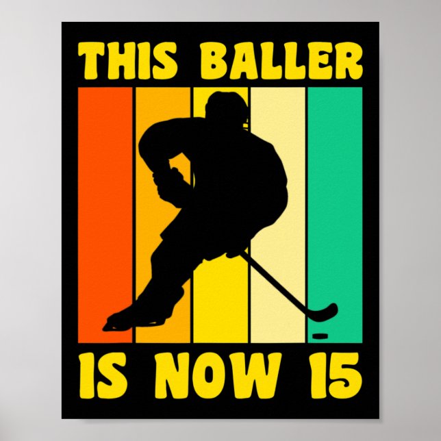 15 Geburtstag 15 Jahre alter Retro Eishockey 15 t Poster (Vorne)