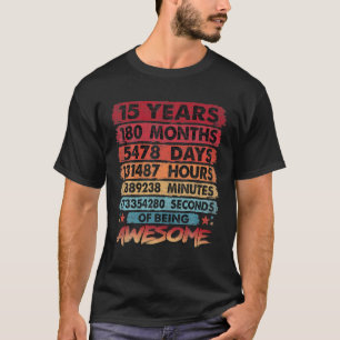 15. Geburtstag 15 Jahre alter Vintager Retro 180 T-Shirt