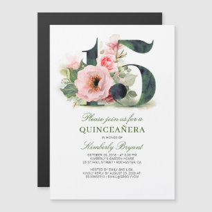 15. Geburtstag Blumenquinceanera Magneteinladung
