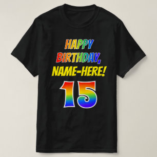15. Geburtstag — Bold, Fun, Rainbow 15, Individuel T-Shirt