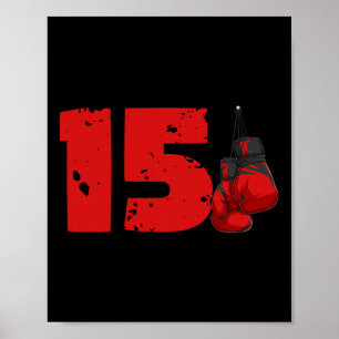 15. Geburtstag Boxen Fünfzehnjähriger Boxer Geburt Poster