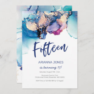 15. Geburtstag Einladung Blaues Abstraktes Wasser