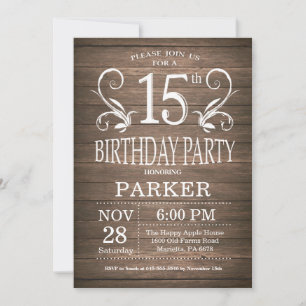 15. Geburtstag Einladung Rustikale Holzflora