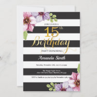 15. Geburtstag Einladung Teen Floral