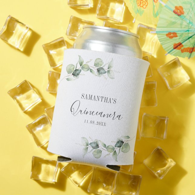 15. Geburtstag Eukalyptus Greenery Quinceanera Dosenkühler (In Situ Sommer)