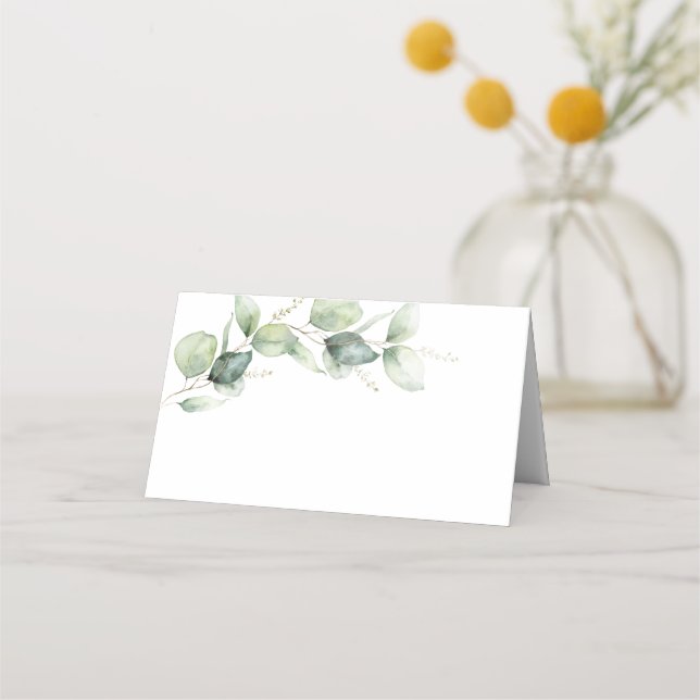 15. Geburtstag Eukalyptus Greenery Quinceanera Platzkarte (Vorderseite)