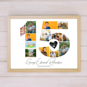 15. Geburtstag Foto-Collage Poster Andenken