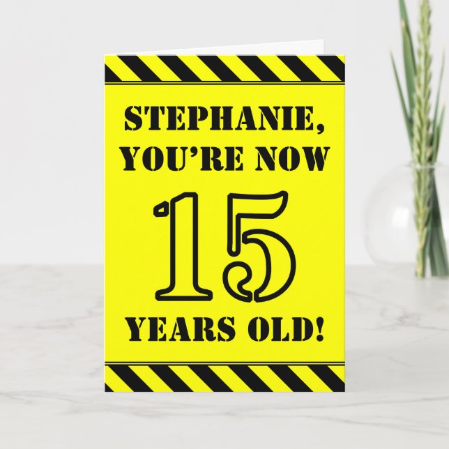 15. Geburtstag: Fun Stencil Style Text, Individuel Karte (Vorderseite)