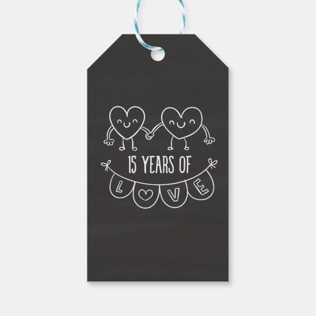 15. Geburtstag Geschenk Chalk Herzen Geschenkanhänger (Rückseite)