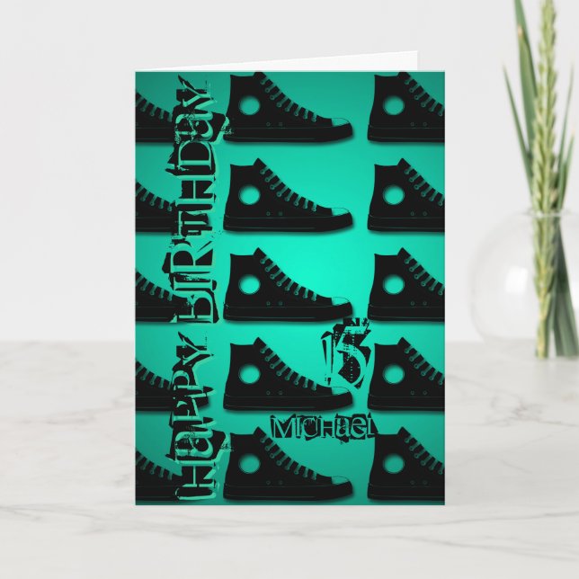 15. Geburtstag Grußkarte mit Schuhen 1 Karte (Vorderseite)