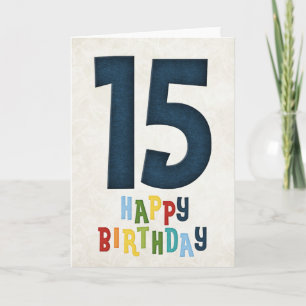 15. Geburtstag Happy Birthday Card Design 3 Karte