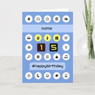 15. Geburtstag hinzufügen Name personalisiert Comp Karte