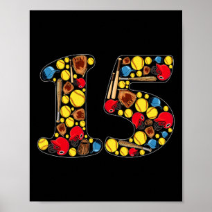 15. Geburtstag Mädchen Softll Thema 15 Jahre Gebur Poster